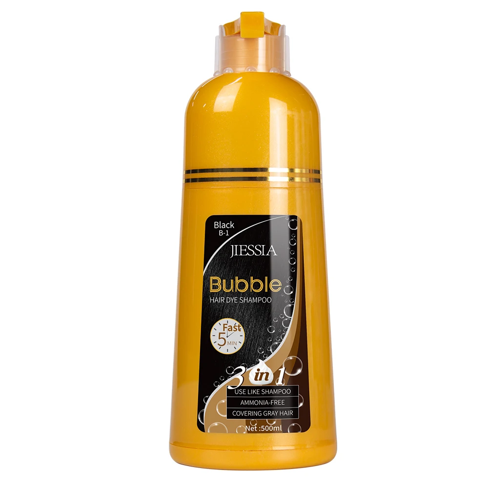 Hot Selling Private Label 500ml Bubble Hair Dye Shampoo Cover Gray Black Hair Dye Shampoo Hair Dye Shampoo for Salon