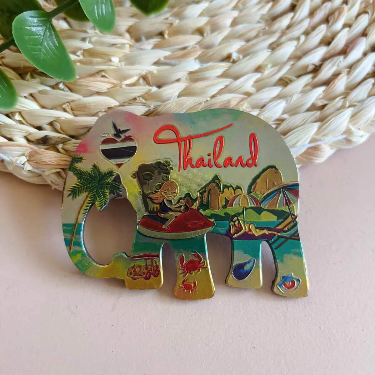 Custom Metal Aluminum Foil 3D Fridge Magnets PVC Refrigerator Magnet Thailand Tourist Souvenir Tin Resign Fridge Magnet