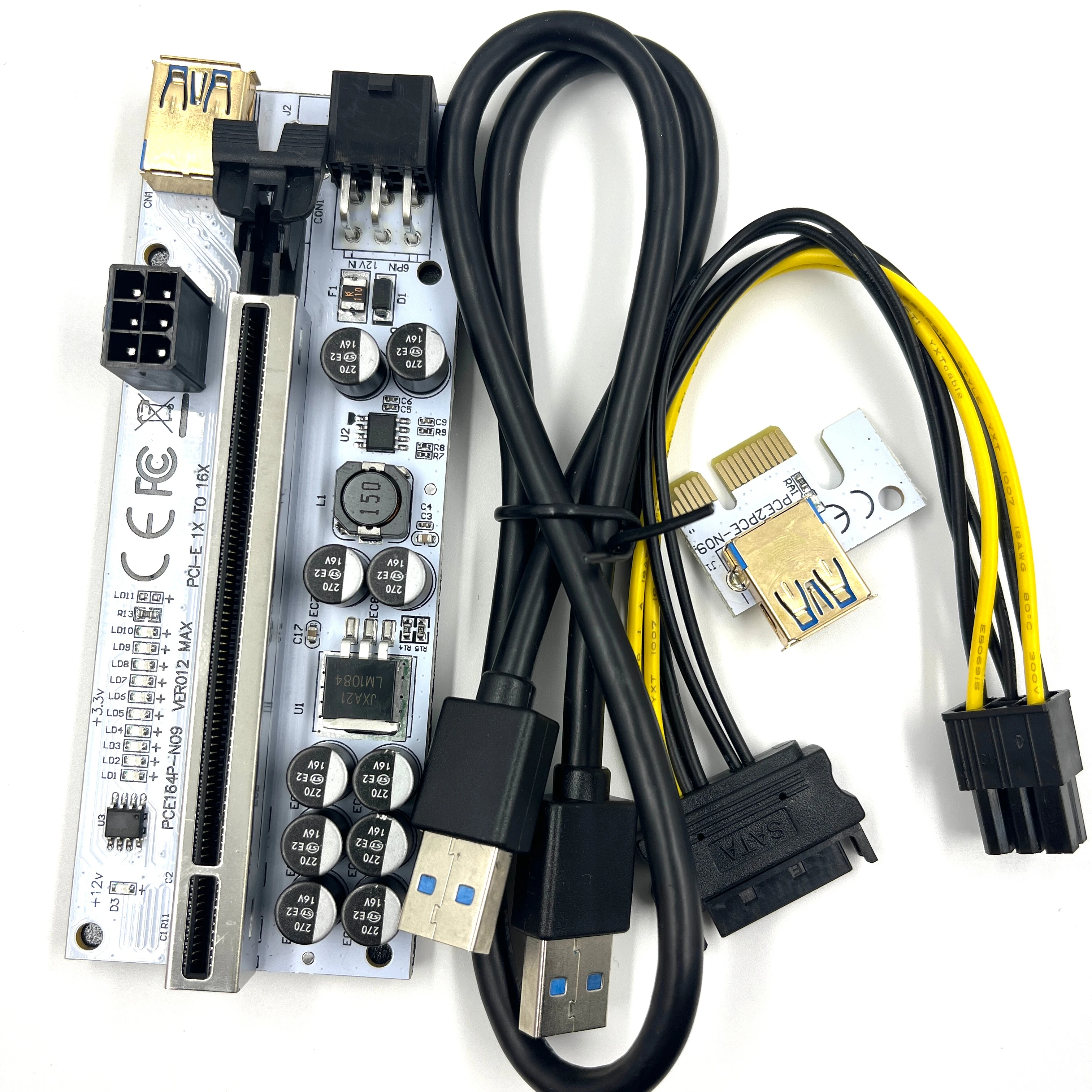 Gold USB 3.0 Cable 6 Pin Power Port Risers PCI-E 1X to 16X PCI Ver 012 Max Riser Card for Graphics Cards Pci-e Rriser Card 009