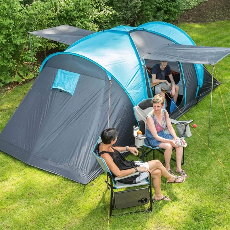 Chinese Factory Cheap 6 Person 3 Room Luxury Outdoor Large House Family Hiking Camping Tent for Sale