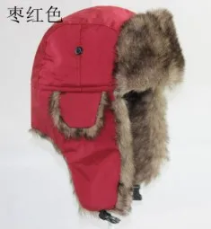 Russian Ushanka Trooper Trapper Aviator Bomber Hat Fur Lined Earflap Winter Cap