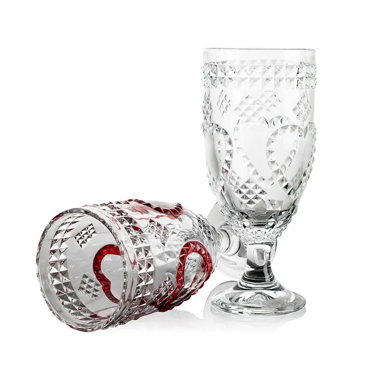 love heart wedding wine glass big 17oz vintage wine glass goblets for water juice milk tea