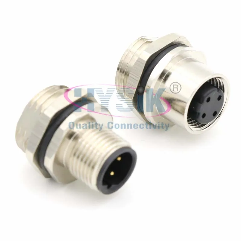 M12 4-pin plug waterproof IP67 solder connector customize available male female D coded socket