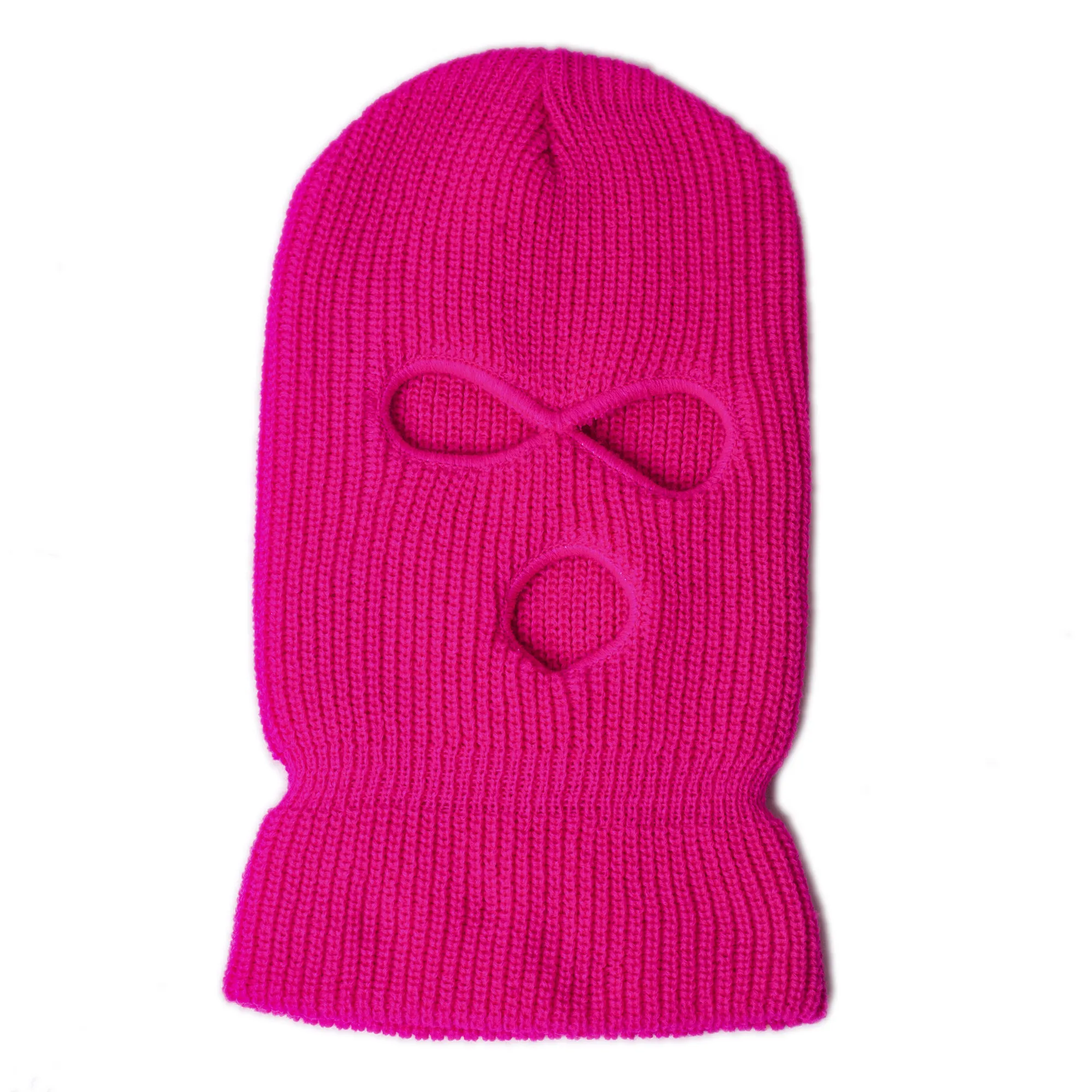 
China manufacture Custom Logo embroidery face girl ski mask 3 holes knitted hat balaclava 