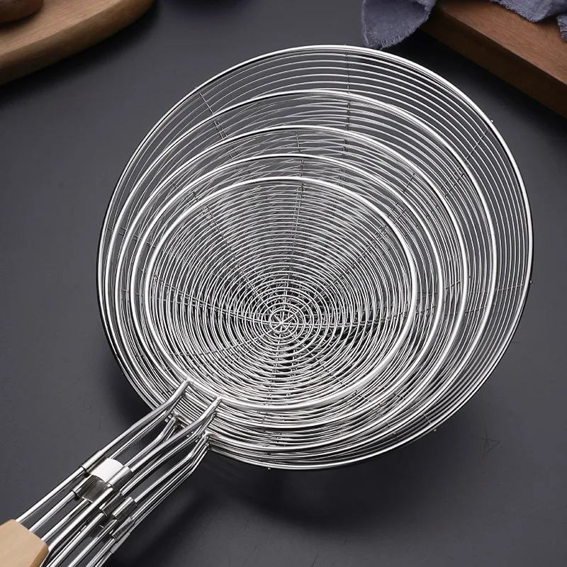 Лидер продаж кухонная утварь деревянная ручка Дуршлаг Из Нержавеющей Стали ковш сепаратор масла для жарки шумовка ситечко