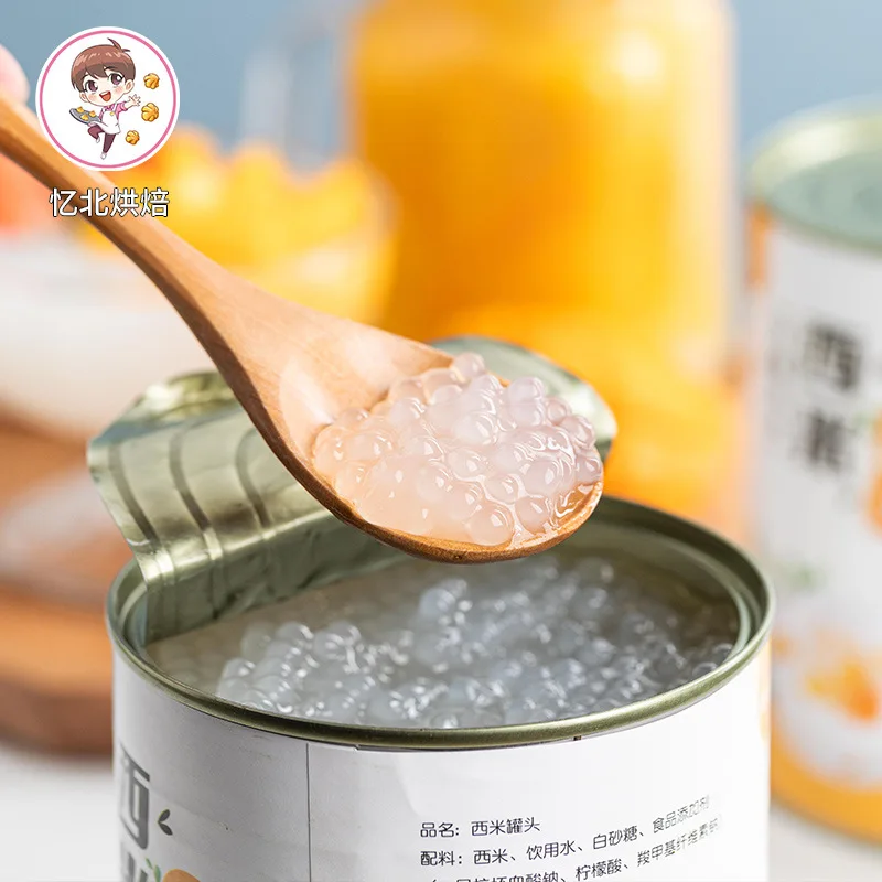 Canned Rice 900G Open Can Instant Tapioca Pudding Canned Mango Pomelo Sago Milk Tea Fruit Fishing Dessert Ingredients