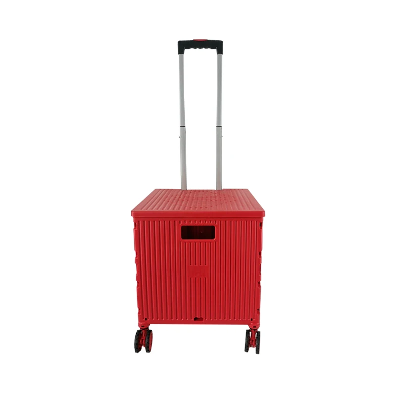 Hot Supermarket 30KG Trolleys Shopping Cart with Adjustable Handle Carrito De Mercado Plastic Folding Utility Cart