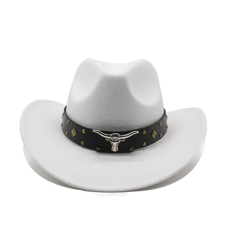 2024 new design cowboy western hat with belt decoration wholesale fashion felt cowboy hats for men