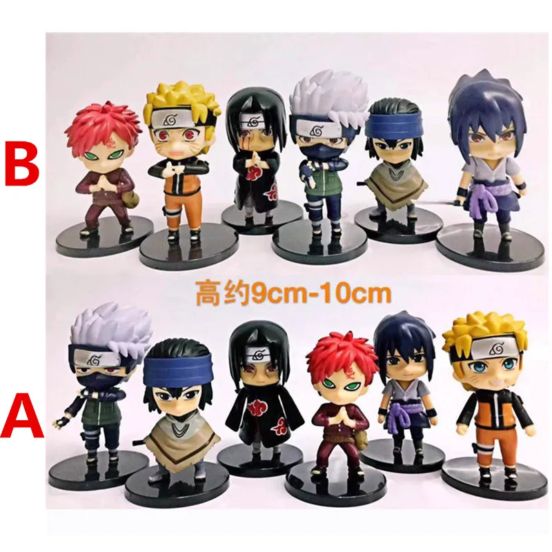  12 Styles 6Pcs/Set 9-12CM Q Version Gaara Hatake Kakashi Jiraiya Sakura Uchiha Itachi Hyuuga Hinata NARUTOES PVC Anime