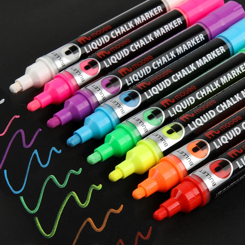 Mobee P-520 Wholesale Custom Valve System Non-toxic Round Toe Liquid Chalk Marker Pen For Blackboard