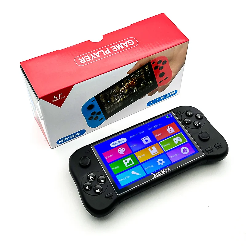 Портативный игровой плеер X50 Max с экраном 5 1 дюйма портативная игровая консоль для видео Классическая в стиле ретро
