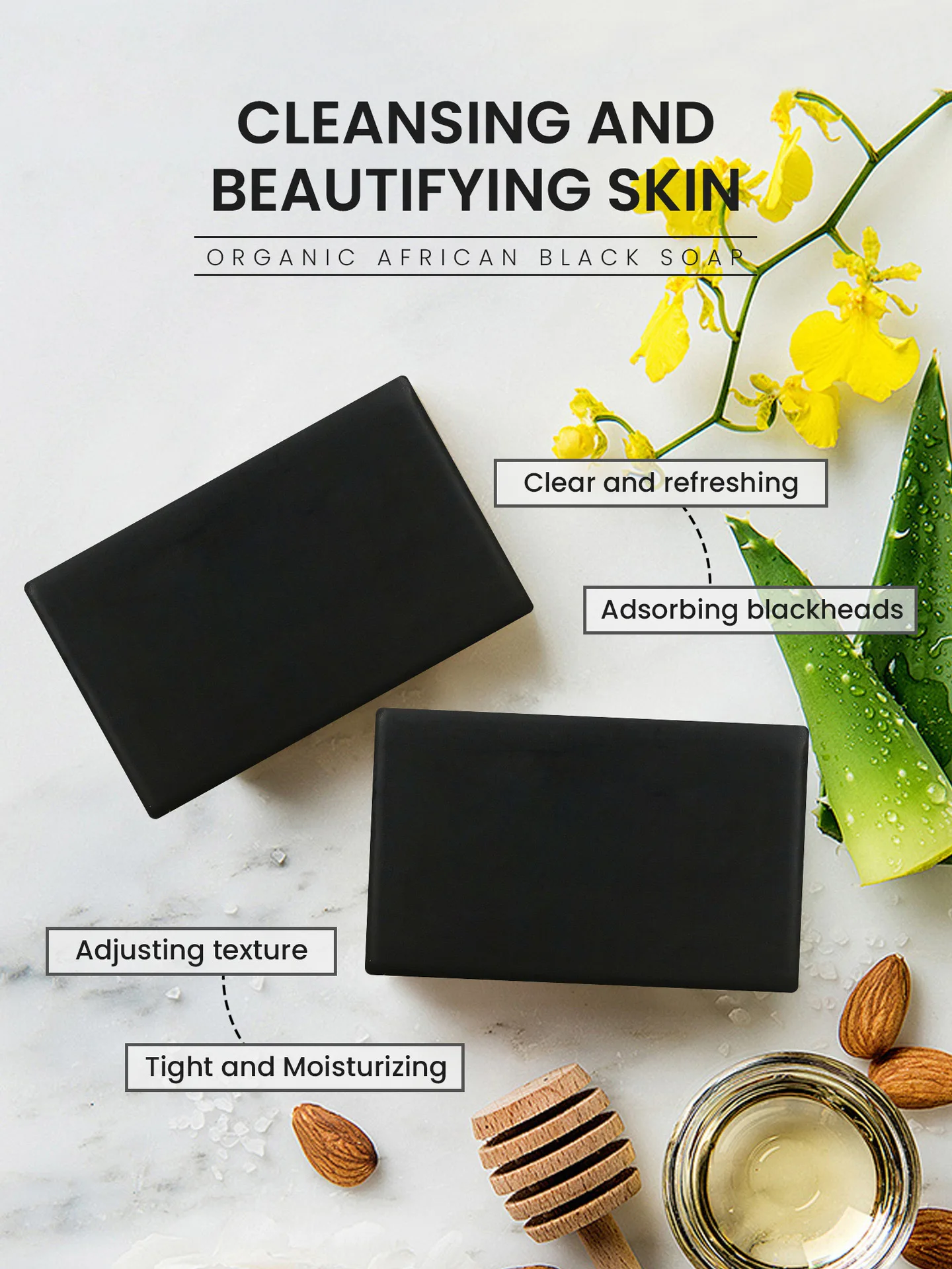 Organic African Black Bath Soap Bamboo Charcoal Acne Blackhead Removal Soap Skin Cleaning Care Savon Charcoal Black Soap Bar