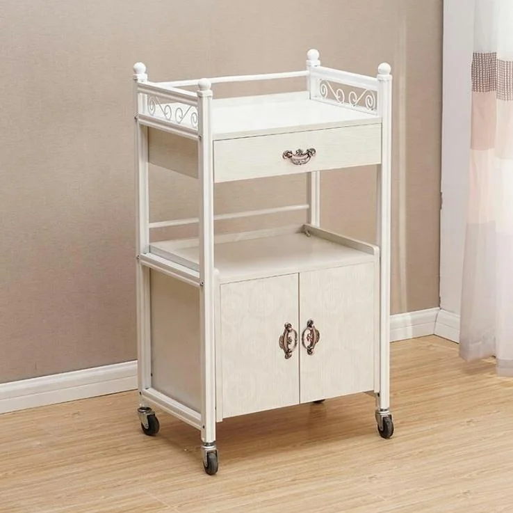 Деревянная тележка для салона парикмахерской стойка для парикмахерских инструментов тележка для прокатного хранения белый