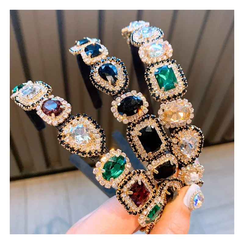 New High End Hair Accessories Women Bling Diamonds Hairband Headband Fashion Pearl Rhinestones Headbands Opp Women Girl Lady