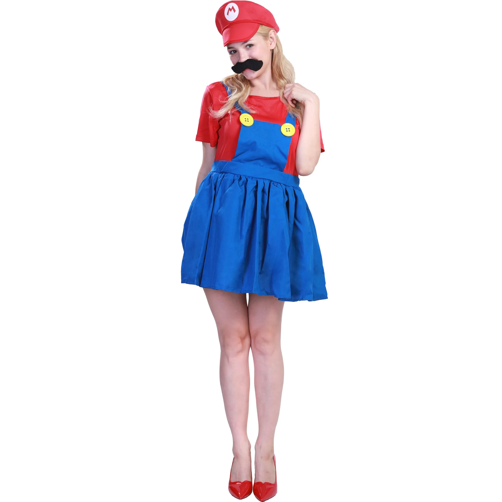 Adult Super Mario Female Luigi Clothes Sexy Plumber Costume With Hat