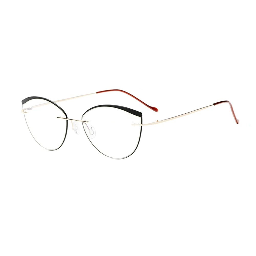 PP2046T новый дизайн cateye безободковые титановые оптические рамки с оправой