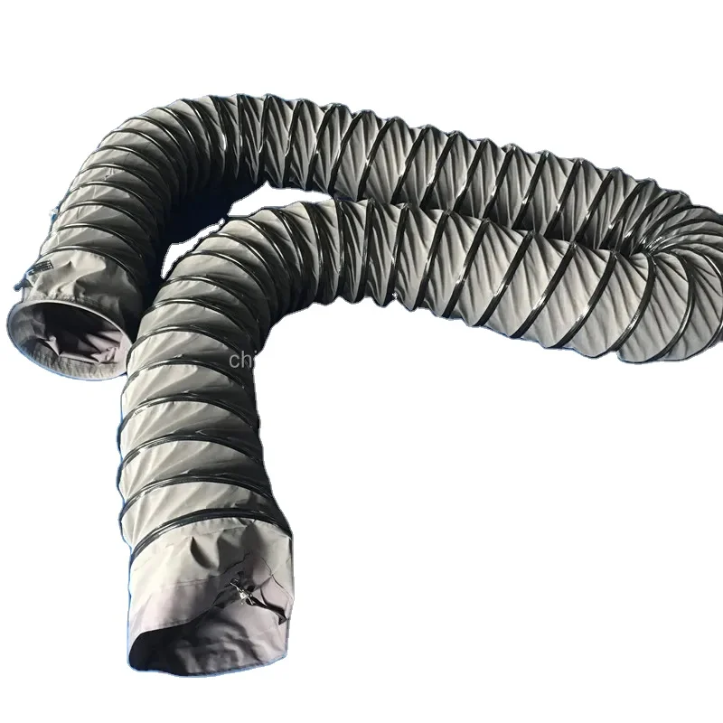 12 Inch Gray Coated Fabric Fire Retardant and Heat Resistant air Sewn Ducting