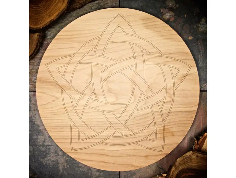 6 Inch Sacred Geometry Laser Cut Wooden Home Crystal Grid Set Mini Crystal Gemstone Engraved Board