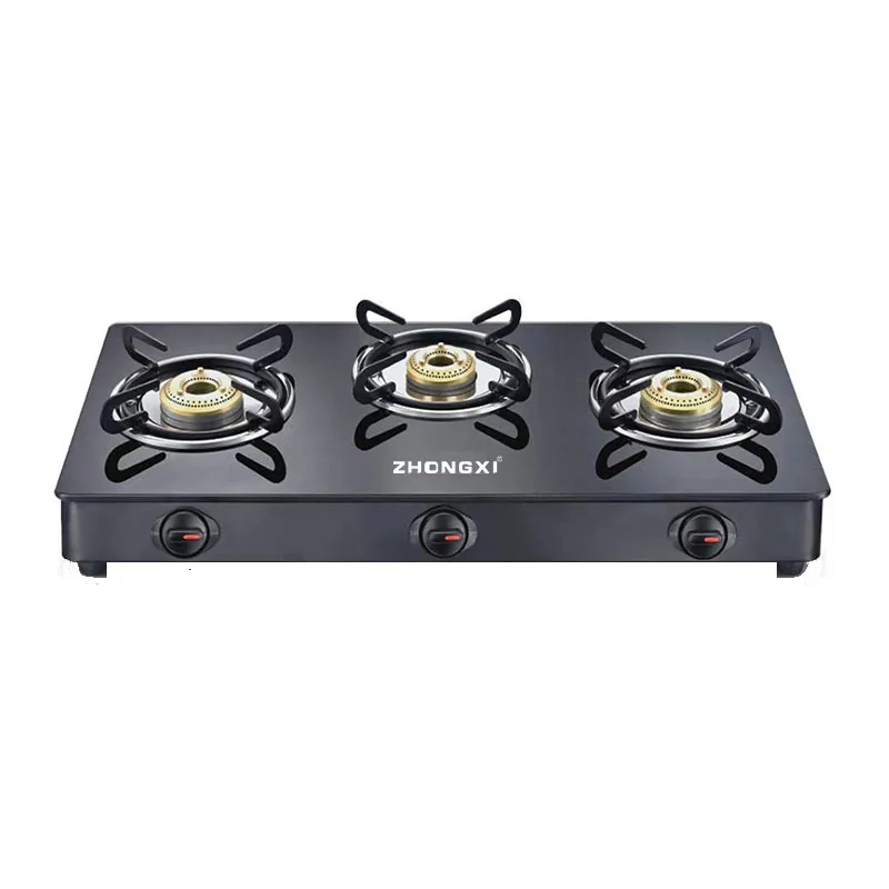 New Design Portable Tempered Glass 3-Burner Gas Stove Hob for Home Appliance