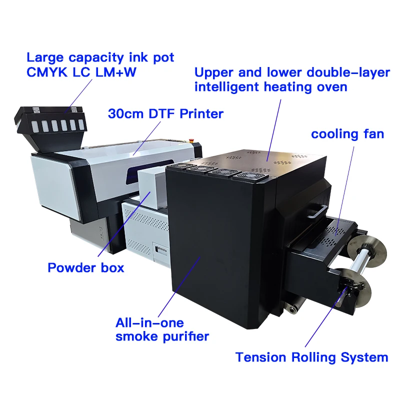 Professional Customized 30cm DTF T-Shirt printer Textile Printing Machine xp600 double heads dtf a3 printers