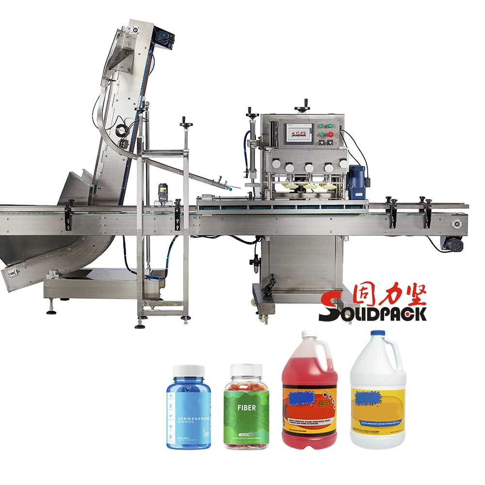 Solidpack 6 wheels screw caps grooving crimping machine capping sealing automatic