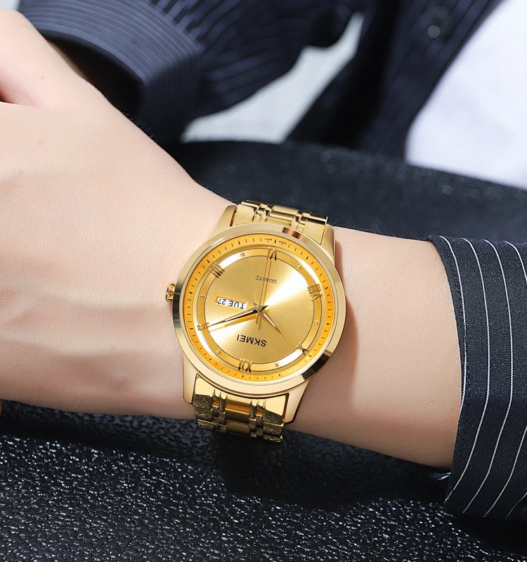 China skmei 1870 oem classic quartz wristwatch men gold watch