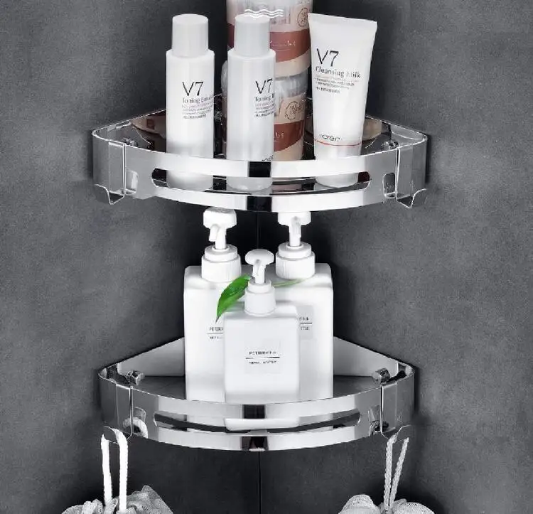 304 stainless steel small size non-perforated bathroom rack corner tripod toilet soap holder soap shelf