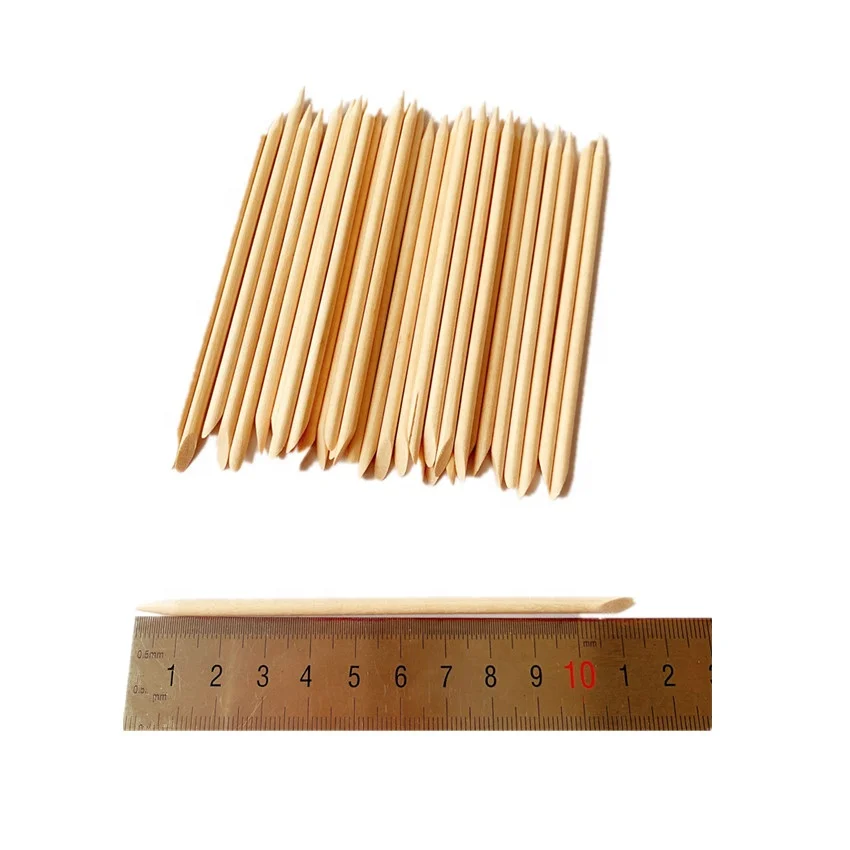 Палочка из оранжевого дерева 7,5 см с двойными концами, маникюрная палочка