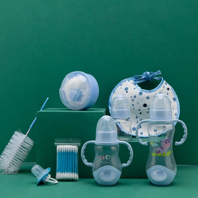 3pcs pp Baby Feeding Bottle Baby 60ml 150ml and 240ml and baby bottle brush and pacifier and cotton swab and powder puff  set