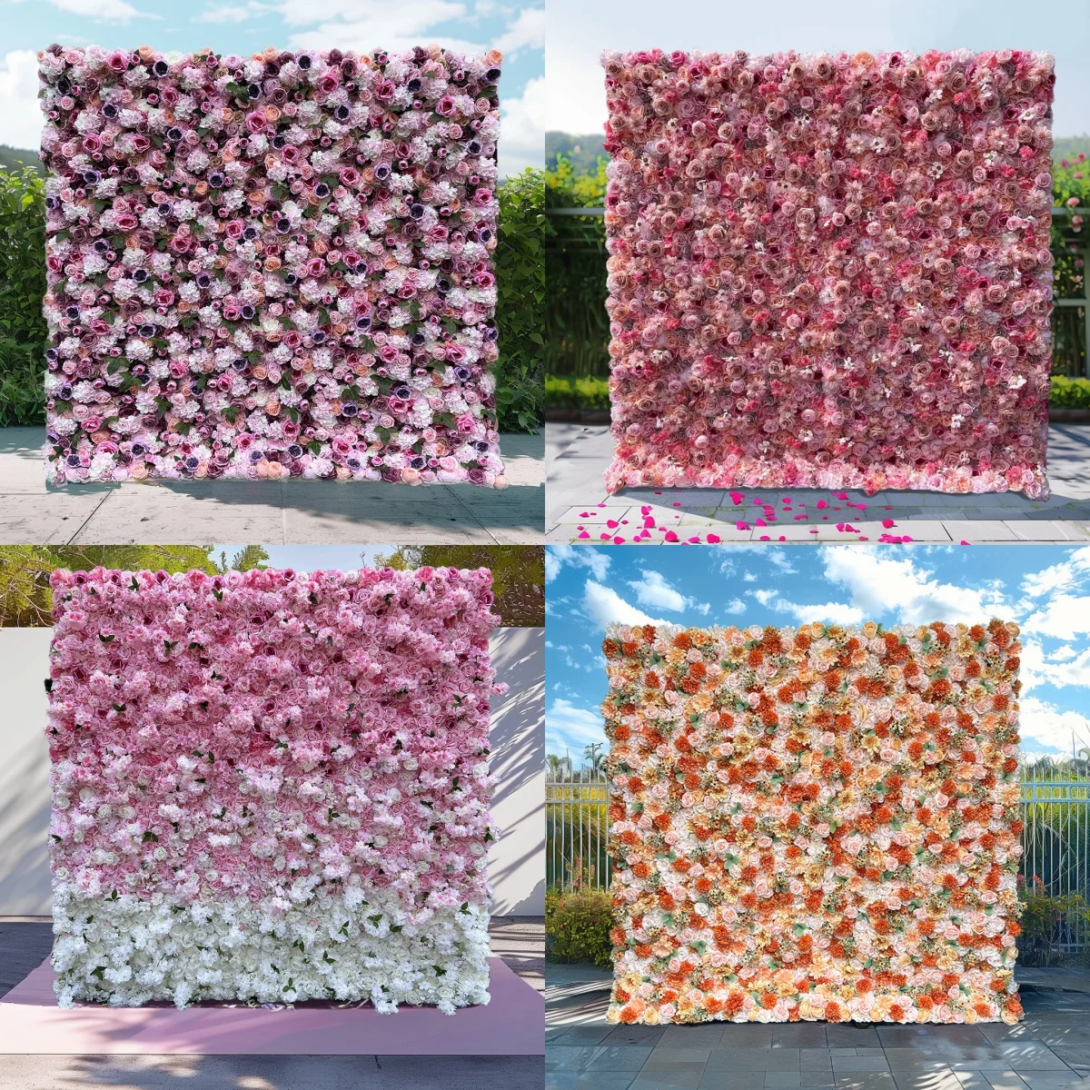 Party Decorations silk fake Flowers Wall Panel Wedding Backdrop Artificial Rose Flowers Wall Home for Wedding home decor