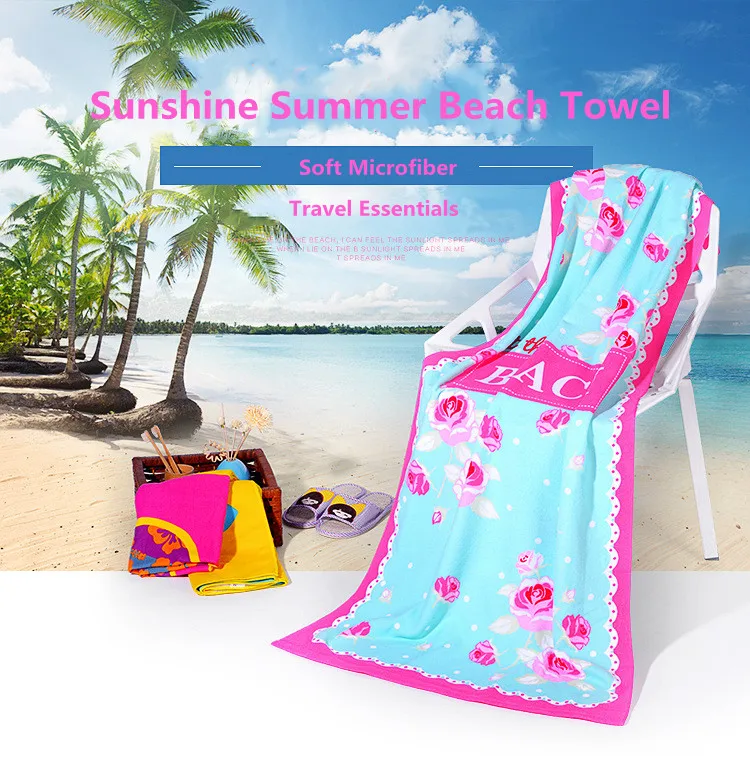 High Quality Print Logo Summer towel Water Absorption Sand Free Custom Microfiber Beach Towel towels luxury cotton bath