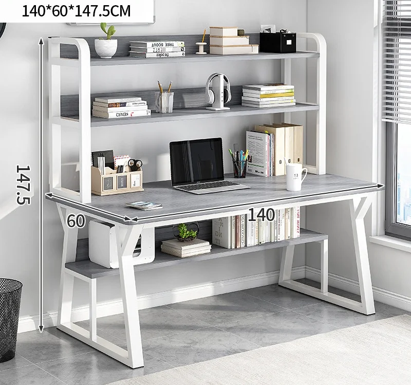 Modern Simple Style Table with Storage & Shelves Study Desk with Bookshelf Writing Study Work Table Kids Study Desk for Bedroom