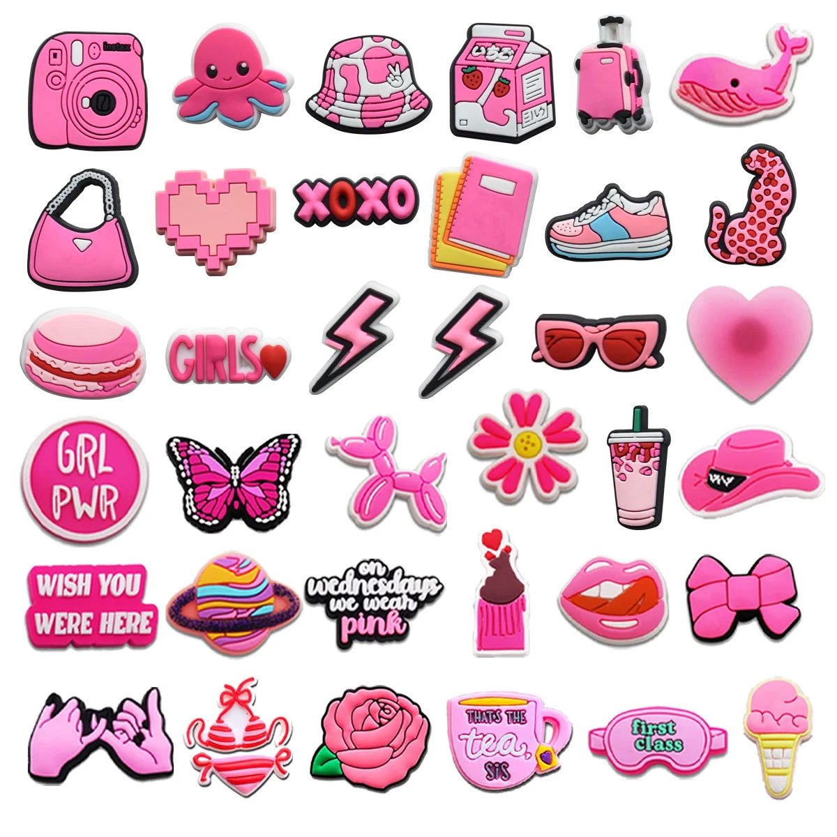 Модные Розовые подвески для обуви для девочек, аксессуары, Милая серия для девочек, украшение для обуви из ПВХ, 2023