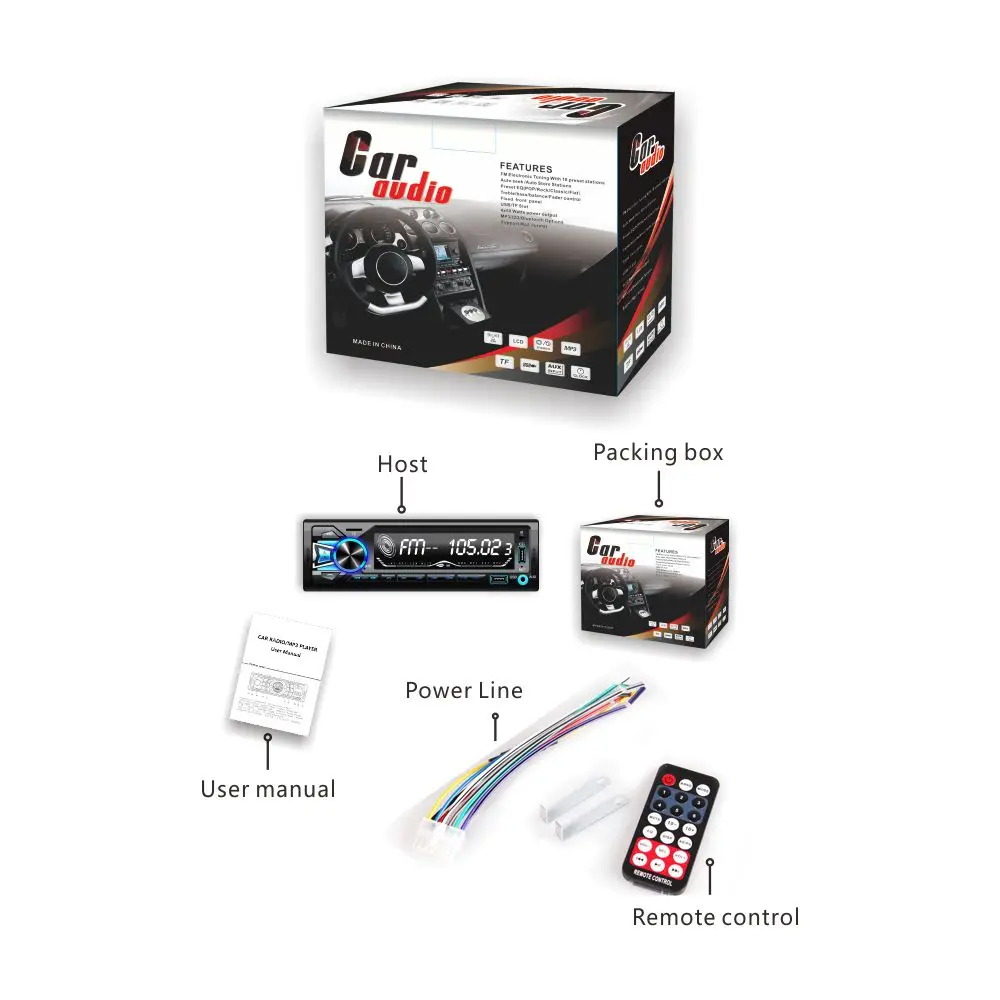 one din car mp3 player car stereo audio bt fm usb aux tf