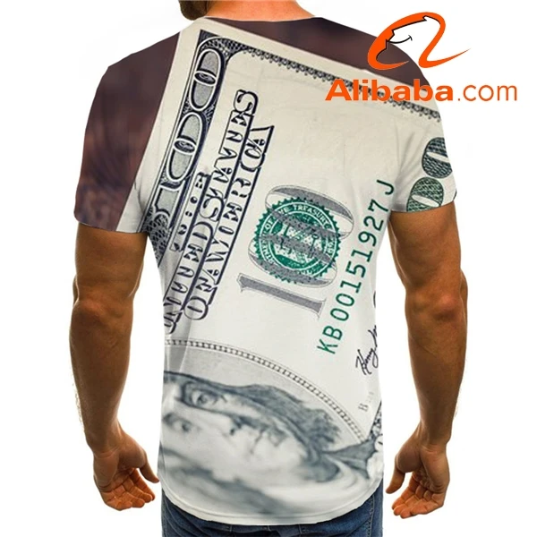 Big Size Brand Dollar T Shirt Men Money Tshirt Printed Harajuku Anime Clothes Short Sleeve Punk Rock Cool Streetwear