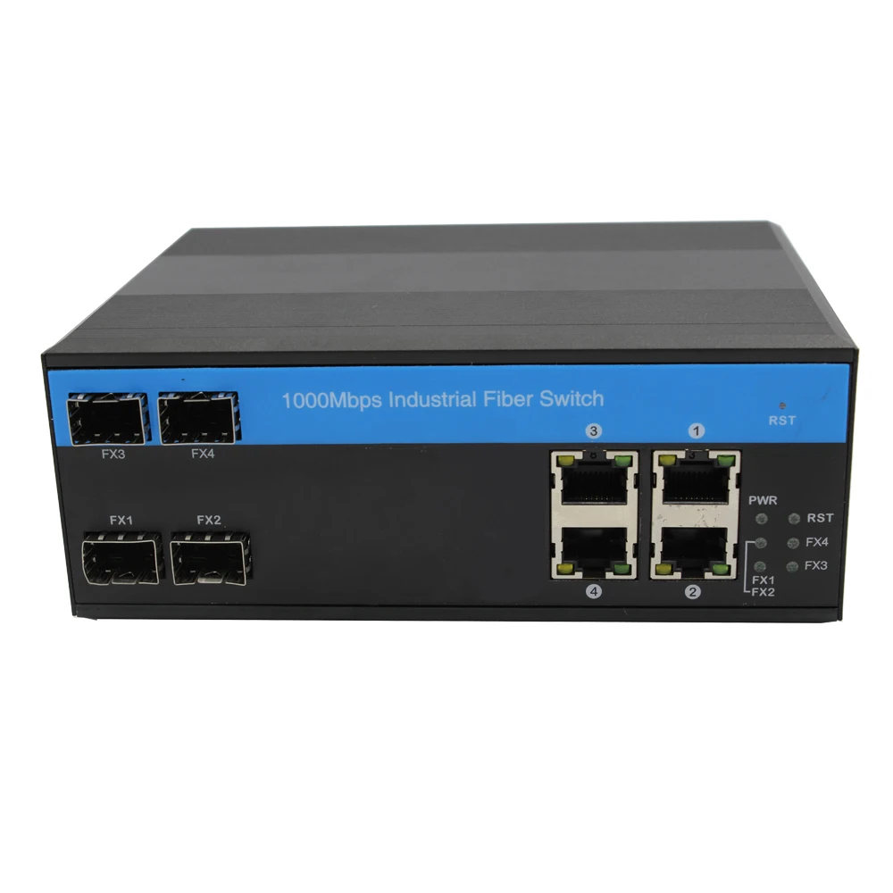 OEM Gigabit Industrial Switch 4*10/100/1000M RJ45 port + 4*1000M SFP port Managed Fiber Ethernet Switch
