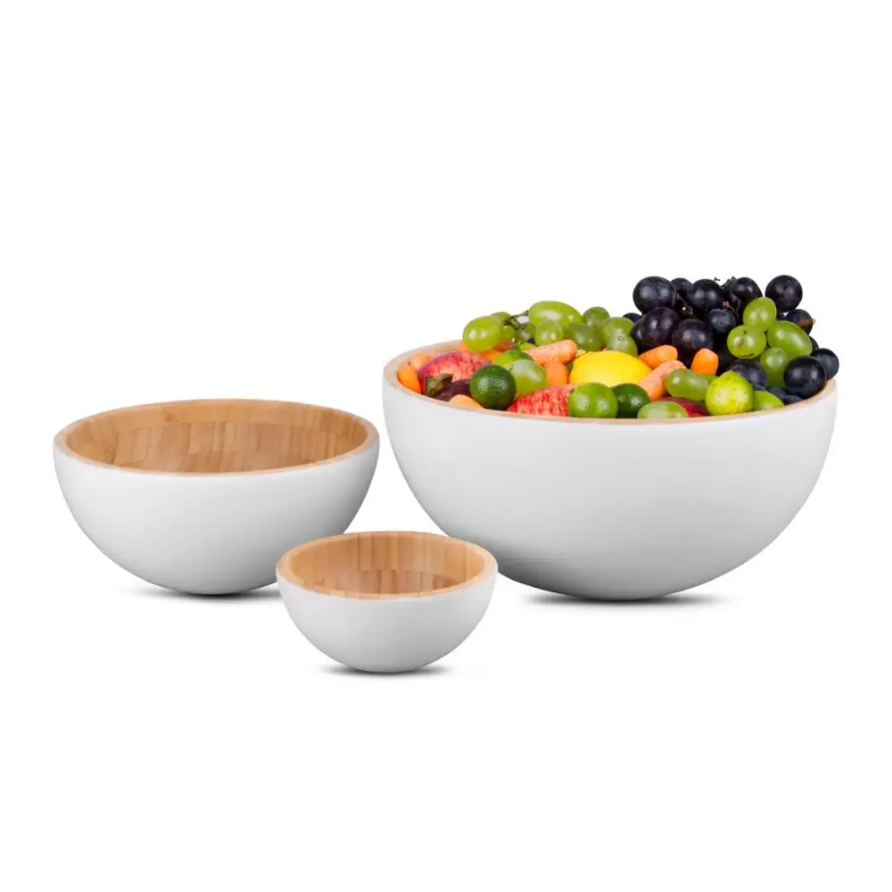 BAMBKIN Kitchen bamboo bowls salad natural salad bowl set fruit salad bowl