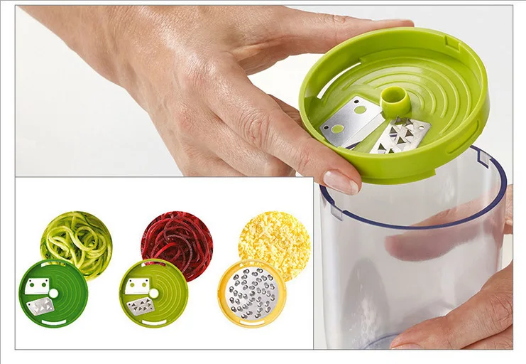 Three-in-one Funnel Rotating Cup Manual Cucumber Potato Vegetable Rotary Shredder