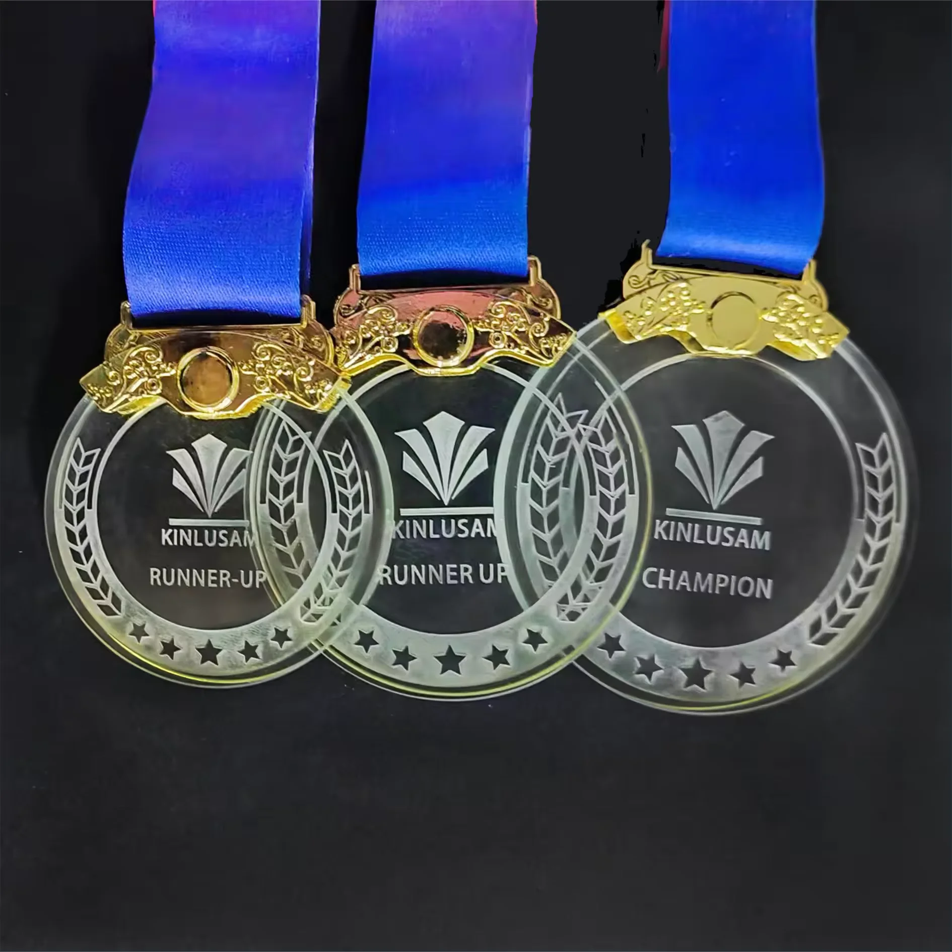 High Quality Sports competitions Medals Personalized Custom Glass trophy award Souvenir Gold silver bronze Crystal Medal