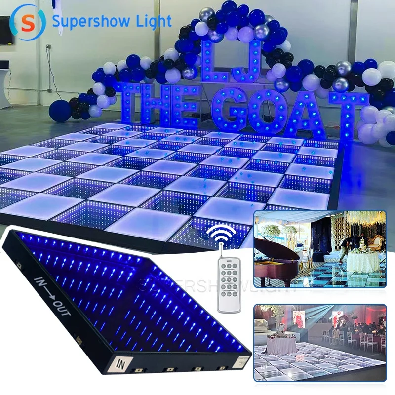 3d Infinity Mirror Video Light Led Dance Floor Glass Rgb Interactive Led Wedding Dance Floor