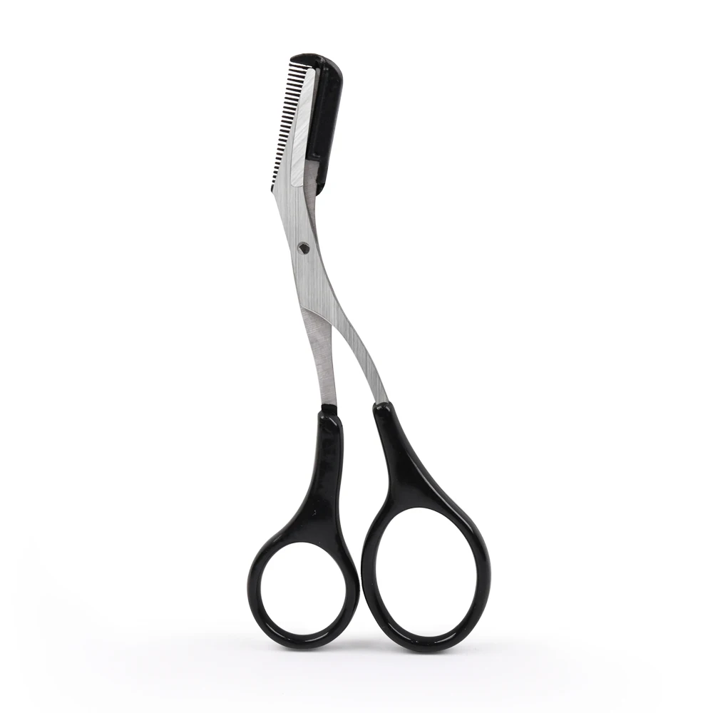 Wholesale Beauty Trim Eyebrow Hair Scissors Black Makeup Scissors With Comb