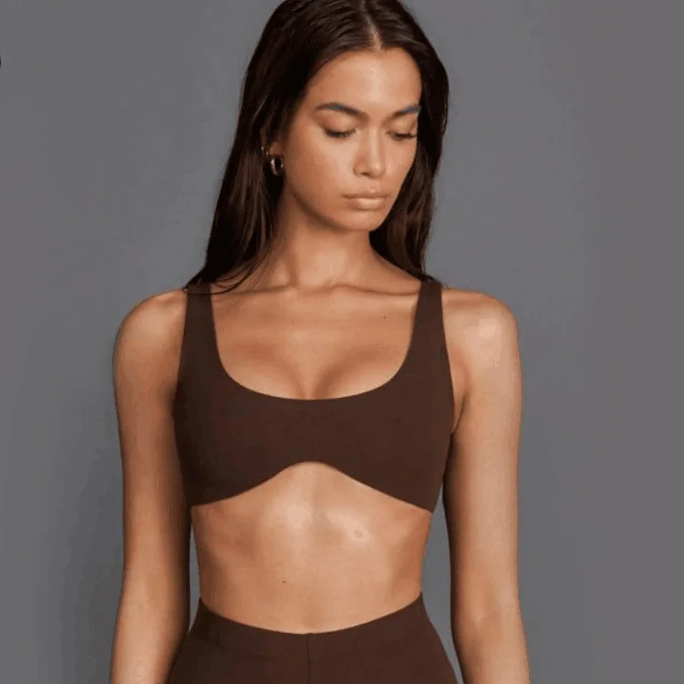 Quick Dry Shock-proof Padded Curved Hem Open Back Yoga Sport Bra Backless Sports Bra Soft Yoga Bra