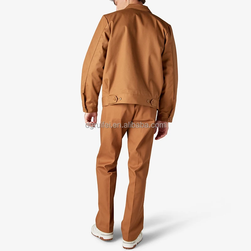 Custom Logo Hand Pockets Turn Down Collar Zip Up Lined Utility Twill Cotton Canvas Workwear Heavy Cotton Work Jacket for Men