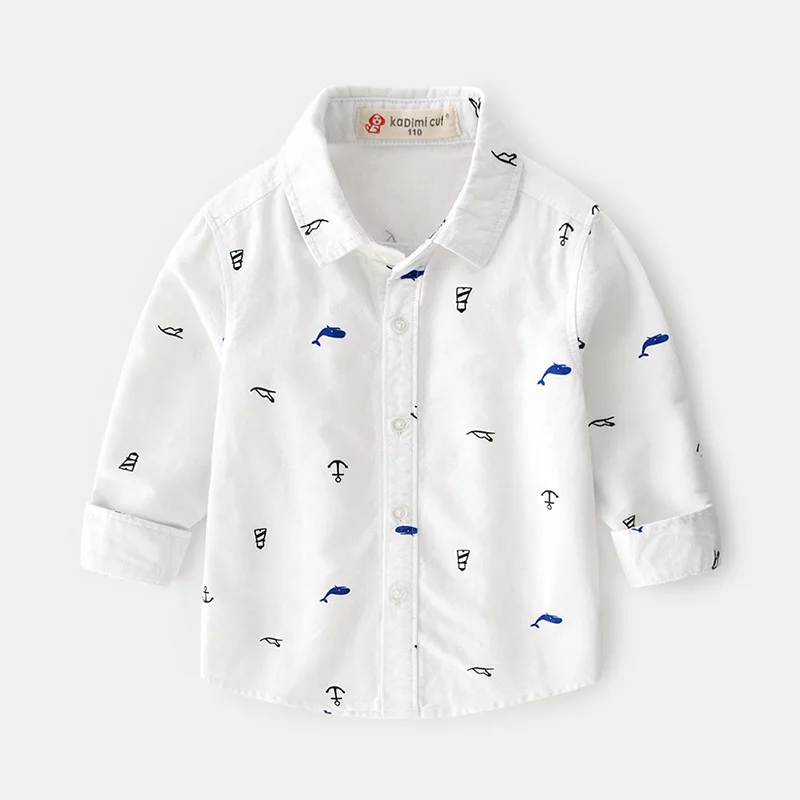 
2019 Autumn New Korean Kids Clothes Simple Abstract Boy Boutique Printed Cartoon Long-sleeve Shirt 