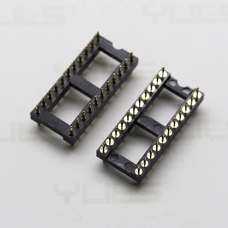 spacing 2.54mm positions 01-40Pins machined pin female header connectors straight clip gold sleeve Round pin header connectors