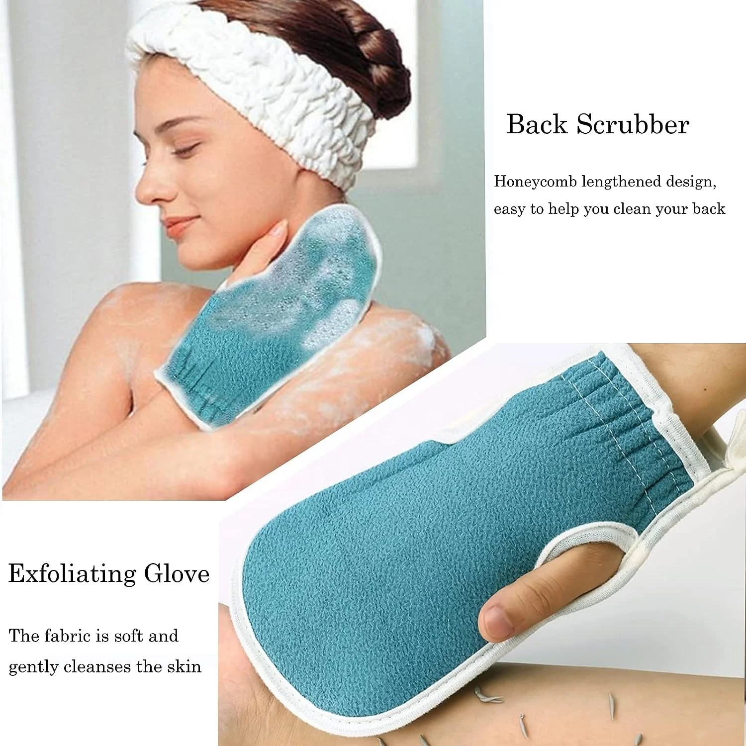 Factory Price 3-pack Body Scrubber Set - Includes Bath Gloves  Mitts and Shower Bath Sponge Loofah Back Scrubber for Shower