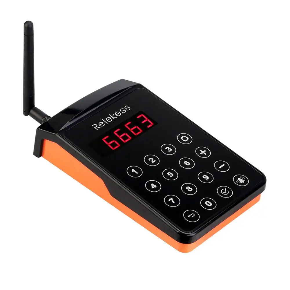 IP67 Wireless FM technology restaurant Paging System with 1 Transmitter 10 Coaster Pagers for Restaurant Clinic Retekess TD156