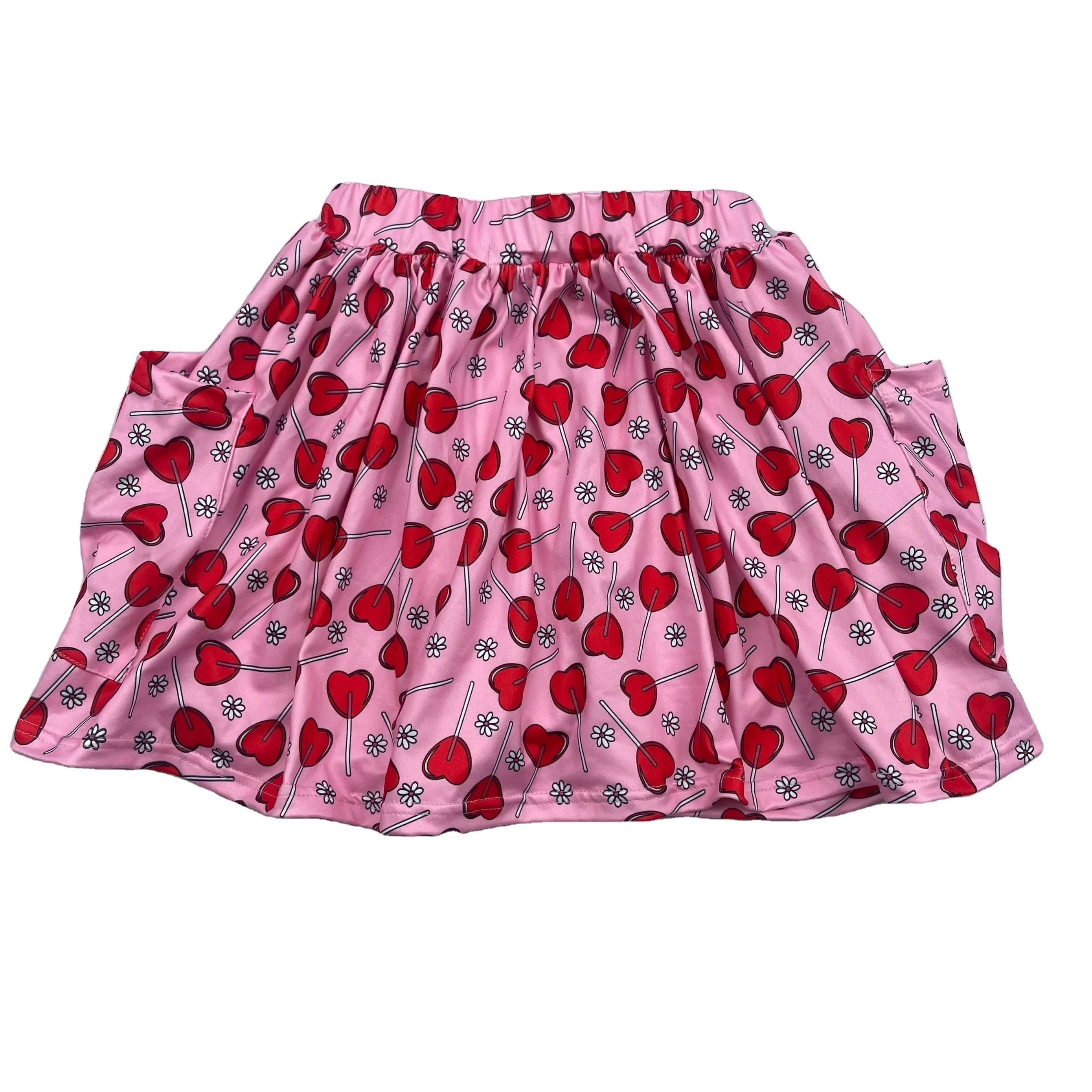 LZ 2022high quality elastic waist baby girl skirt pink heart Lollipop printing dance skirt toddler girl party skirt
