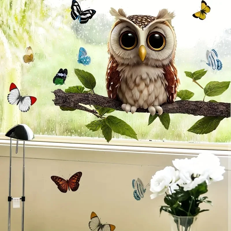 Owl Sticker Wall Stickers For Living Room Bedroom Background Wall Decoration Paintings Window Glass Stickers