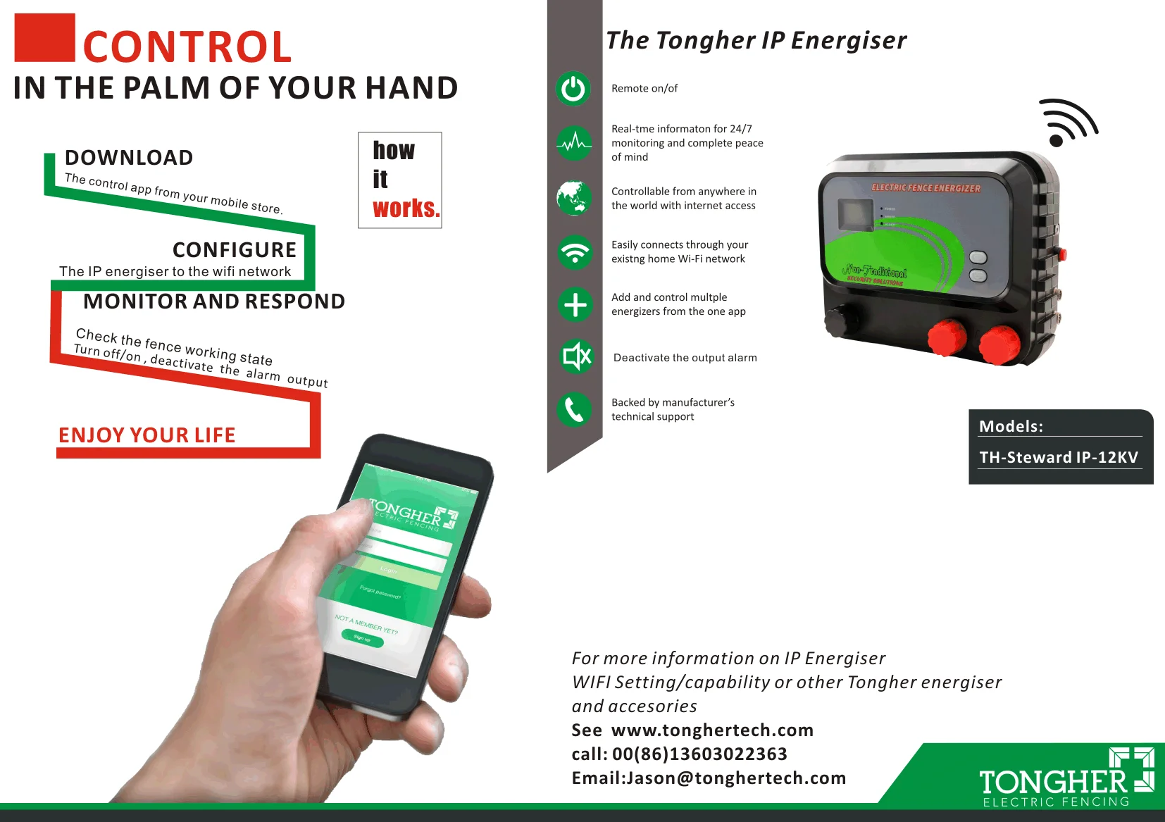 Waterproof intelligent 2 joules WIFI APP electric fence energizer/controller for home security and protection